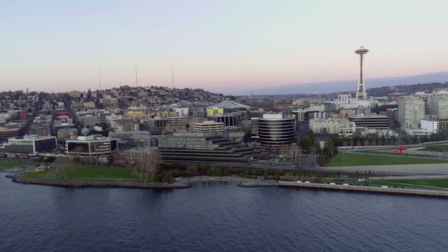 Myrtle-Edwards-Park-Seattle-Center-Aerial-Cityscape