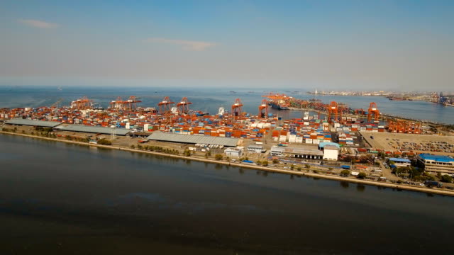 Fracht-Industriehafen-Luftbild.-Manila,-Philippinen