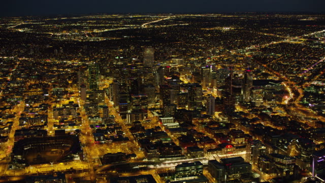 Aerial-view-of-Denver-at-night