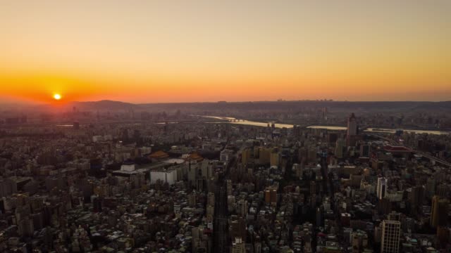 Sonnenuntergang-Himmel-Taipei-Stadtbild-aerial-Panorama-4k-Zeitraffer-Taiwan