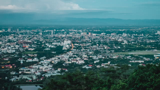 Viewpoint-Chiang-Mai-evening,-Thailand,-timelapse.