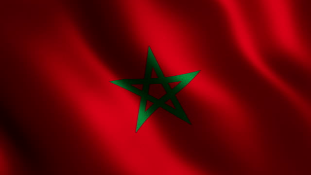 Marokko-Fahnenschwingen-3d.-Zusammenfassung-Hintergrund.-Loop-Animation.