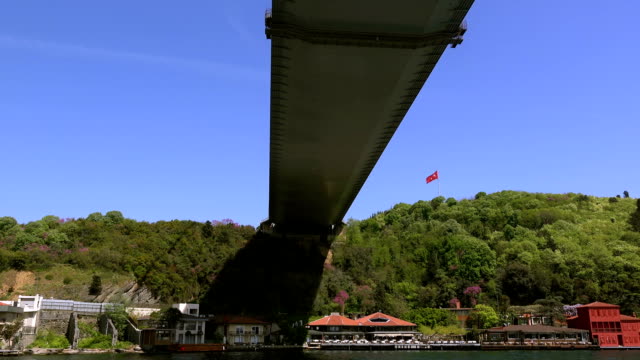 Bridge-over-the-Bosphorus,-bottom-view,-Turkey,-Istanbul