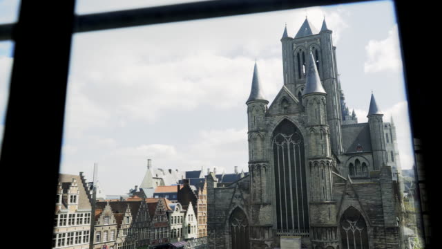 High-top-view-of-central-square-in-Ghent