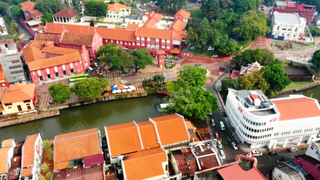 Aerial-view-of-Malacca-cityscape-at-daytime