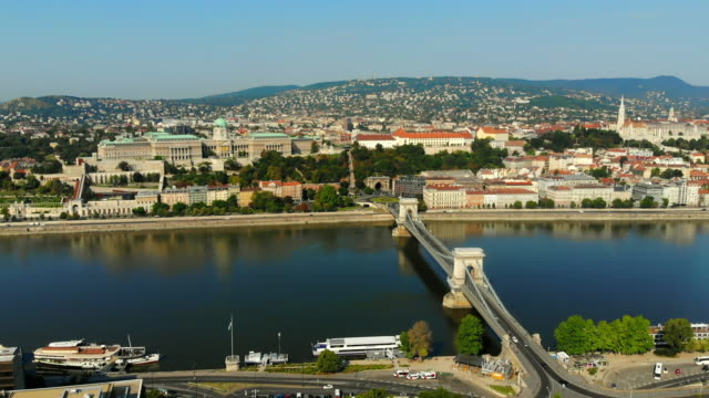 Budapest-Chain-Bridge-Danube-river--aerial