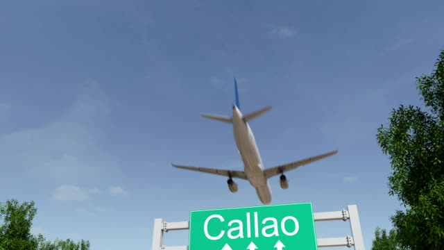 Flugzeug-am-Flughafen-Callao-ankommen.-Reisen-nach-Peru-konzeptionelle-FullHD-Animation