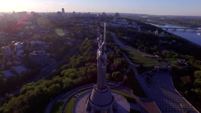 Kiev-City---the-capital-of-Ukraine.-Mother-Motherland.-Aerial-view.