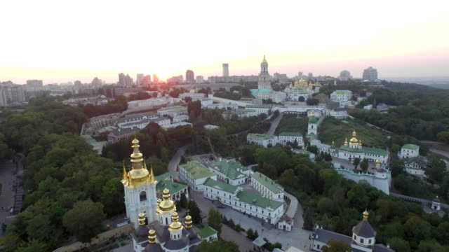 Aerial-view-of-Kiev-Pechersk-Lavra-monastery,-Ukraine.-Video-4k