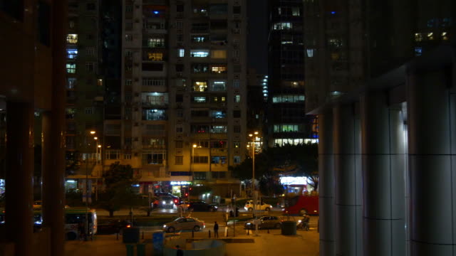 China-noche-tiempo-Macao-ciudad-vida-calle-tráfico-panorama-4k
