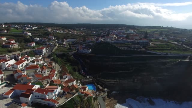Aerial-View-Azenhas-Do-Mar,-Portugal