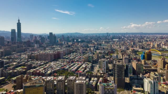 sonnigen-Tag-Taipei-Stadtbild-aerial-Panorama-4k-Zeitraffer-Taiwan