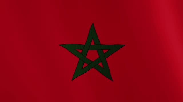 Animación-que-agita-la-bandera-de-Marruecos.-Pantalla-completa.-Símbolo-del-país
