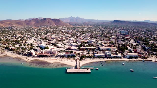 La-Paz-Mexico-Drone-Aerial-4K-High-and-Wide-Over-Pier-on-El-Malecon