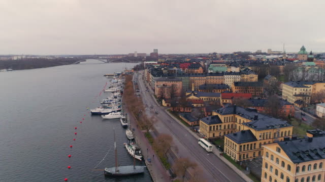 Vista-aérea-de-edificios-de-la-ciudad-de-Stockholm,-Kungsholmen