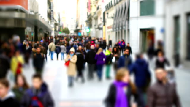 People-on-streets-of-Madrid.-Slow-motion.-Out-of-focus.-Spain.