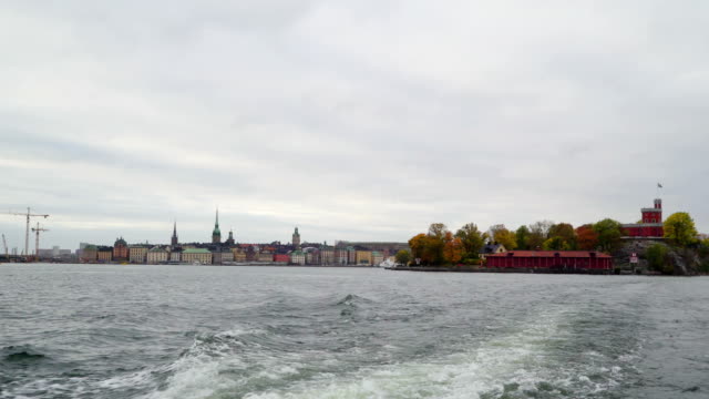 Splash-of-water-on-the-cruising-boat-in-Stockholm-Sweden
