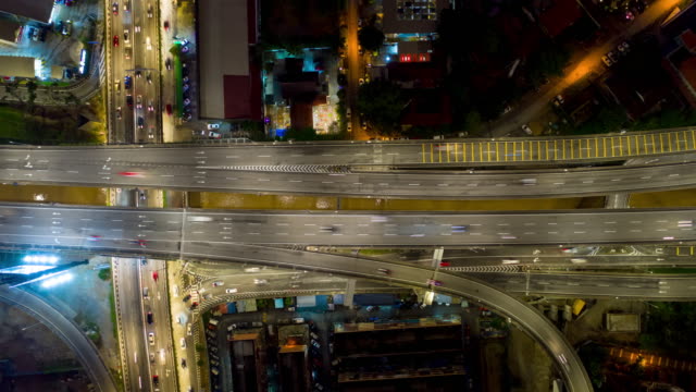 Nacht-Kuala-Lumpur-Verkehr-Straße-Antenne-Topdown-anzeigen-Timelapse-4k-malaysia