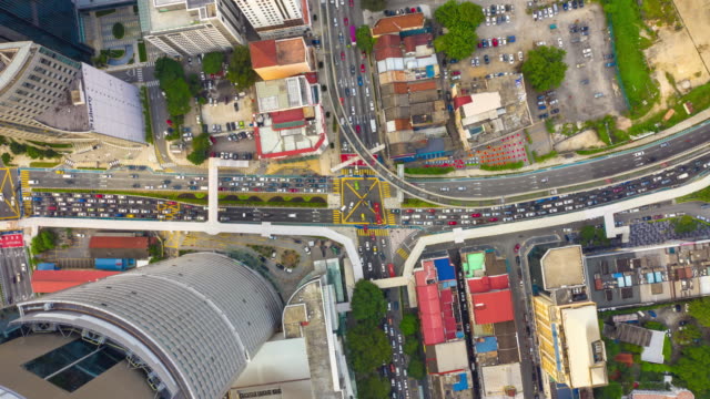 Kuala-Lumpur-Stadtverkehrs-Straße-aerial-Panorama-Zeitraffer-4k-Malaysia