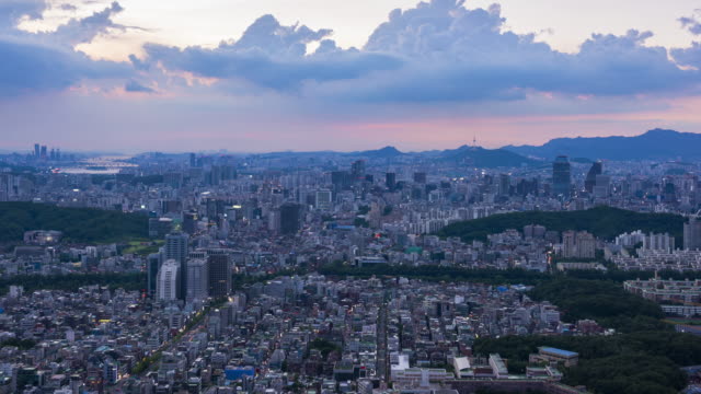 Timelapse-at-Seoul-City-Skyline,-South-Korea