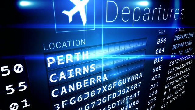 Abflüge-board-für-den-australischen-Städte