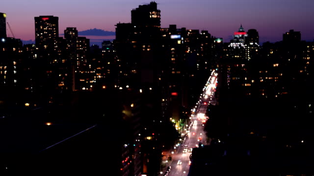 City-Street-at-Night.-Time-lapse,-Soft-Focus.-1080p
