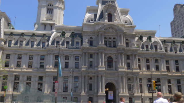 Estados-Unidos-Filadelfia-ciudad-día-de-verano-ciudad-sala-de-Plaza-panorama-4-k,-Pensilvania
