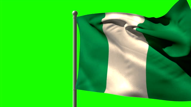 Nigeria-national-Flagge-winken-auf-auf-der-fahnenstange