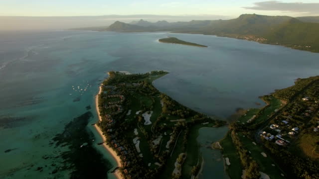 Aerial-view-of-Le-Morne-Brabant-peninsula,-Mauritius