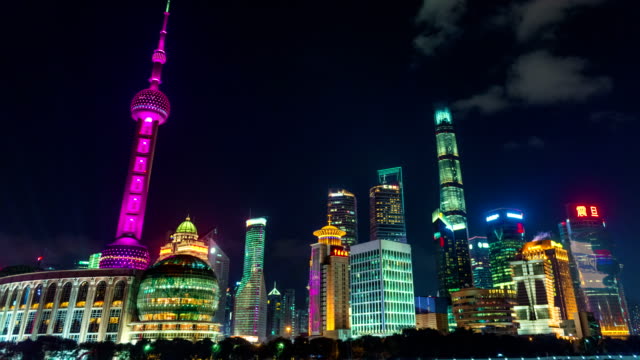 Shanghai-Skyline-Verkehr,-China,-Huangpu-Fluss,-Wolkenkratzer,-Stadtansicht,-Zeitraffer