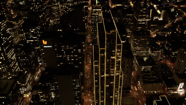 Aerial-rooftop-view-illuminated-city-traffic-San-Francisco
