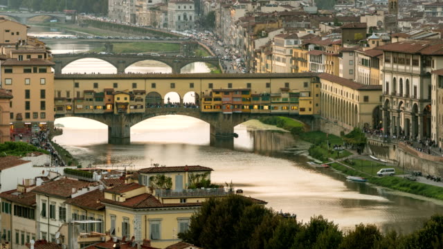 Zeitraffer-der-Ponte-Vecchio-Brücke-von-Florenz,-Italien