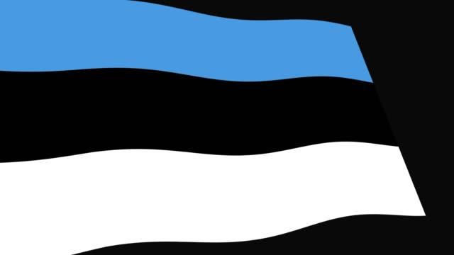 Estonia-flag-slow-waving-in-perspective,-Animation-4K-footage