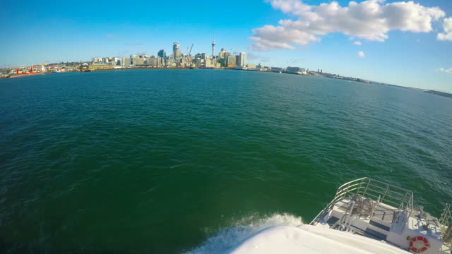 Auckland-city-skyline-as-view-from-a-ferry-New-Zealand