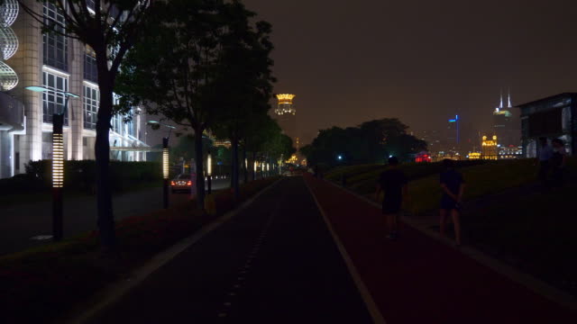 Nachtzeit-Stadtrundgang-Bucht-Panorama-4k-China-shanghai