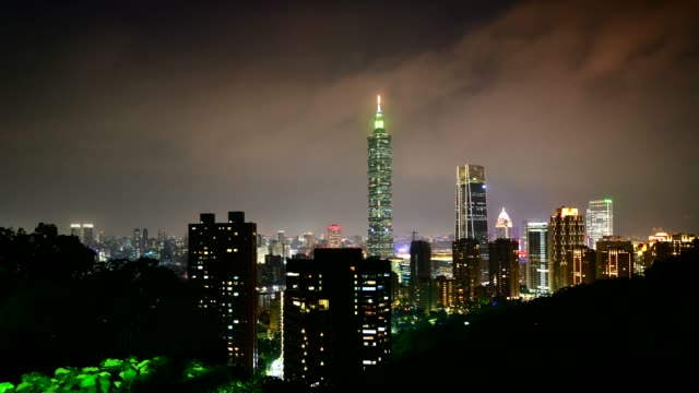Taipei-Stadt-Skyline-und-die-Innenstadt-von-Gebäuden,-Taiwan