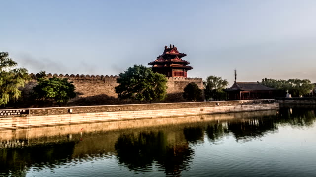 Different-view-of-the-turret-of-Palace-Museum,-Beijing,-China