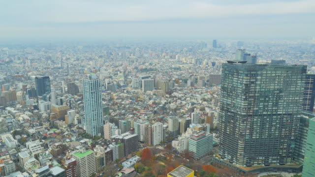 Zeitraffer-Blick-über-Tokio-Stadt-an-einem-wolkigen-Tag