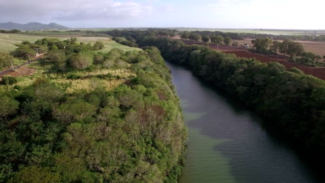 Flying-over-the-river-on-Mauritius-Island