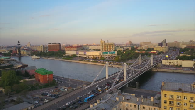russia-sunset-time-moscow-city-famous-krymsky-bridge-traffic-aerial-panorama-4k