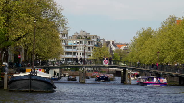 People-passing-by-the-long-bridge-in-Asmterdam