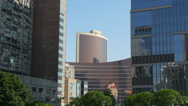 China-Macao-Stadtbild-sonnigen-Tag-Zeit-Innenstadt-Panorama-4k
