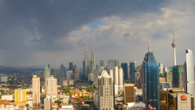 Rotation-timelapse-from-high-vantage-point-overlooking-Kuala-Lumpur-cityscapes