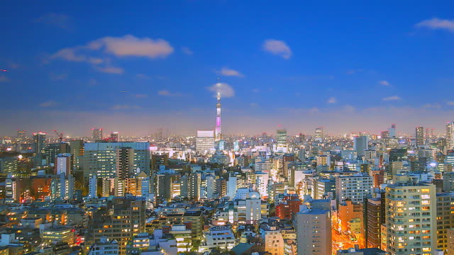 4K.-Zeitraffer-Zeitansicht-Tokyo-Stadt-nahe-Handelsschiffe-Tokyo-Tower-in-japan