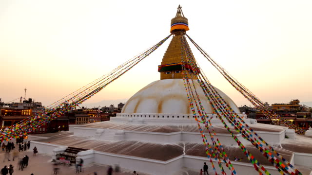 4K-Timelapse:-Stupa-Boudhanath-in-evning-time-in-Kathmandu,-Nepal