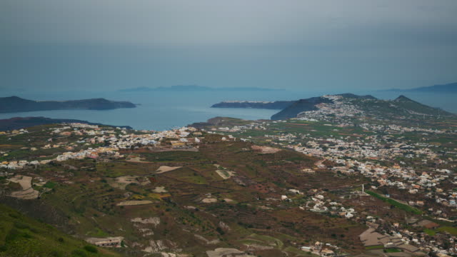 día-tiempo-santorini-isla-ciudad-antena-Bahía-panorama-4-tiempo-k-caer-Grecia