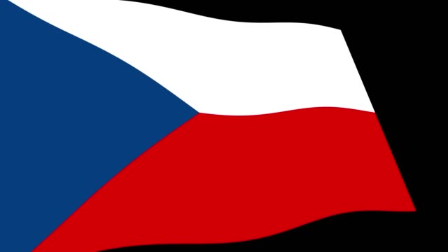 Bandera-República-Checa-lento-agitando-en-perspectiva,-secuencias-de-animación-4K