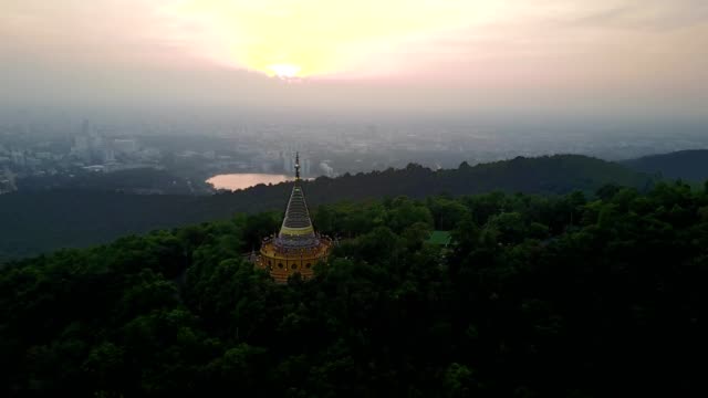 aerial-scene-of-pagoda-in-sunset