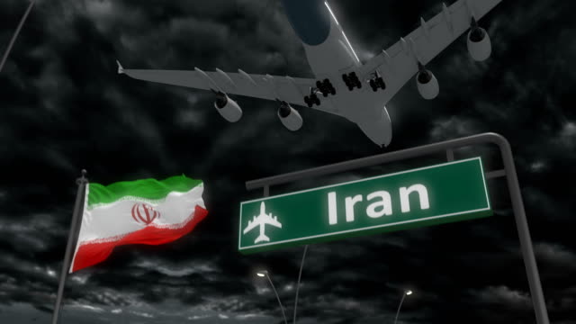 Iran,-Ansatz,-das-Flugzeug-zu-landen
