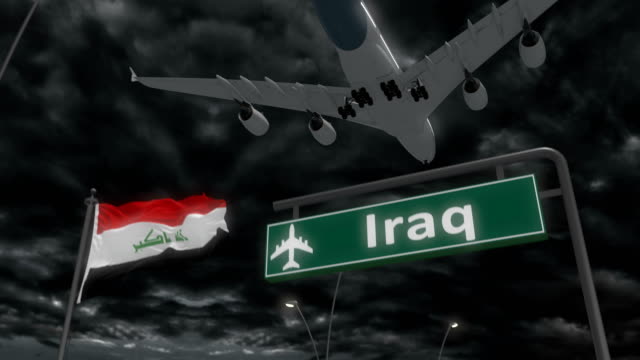 Irak,-Ansatz,-das-Flugzeug-zu-landen